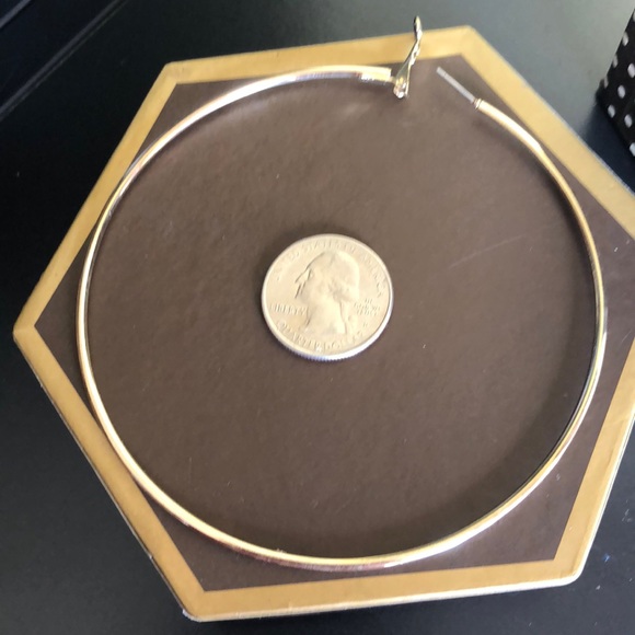 Large Statement Gold Tone Hoop Earrings - Picture 4 of 5